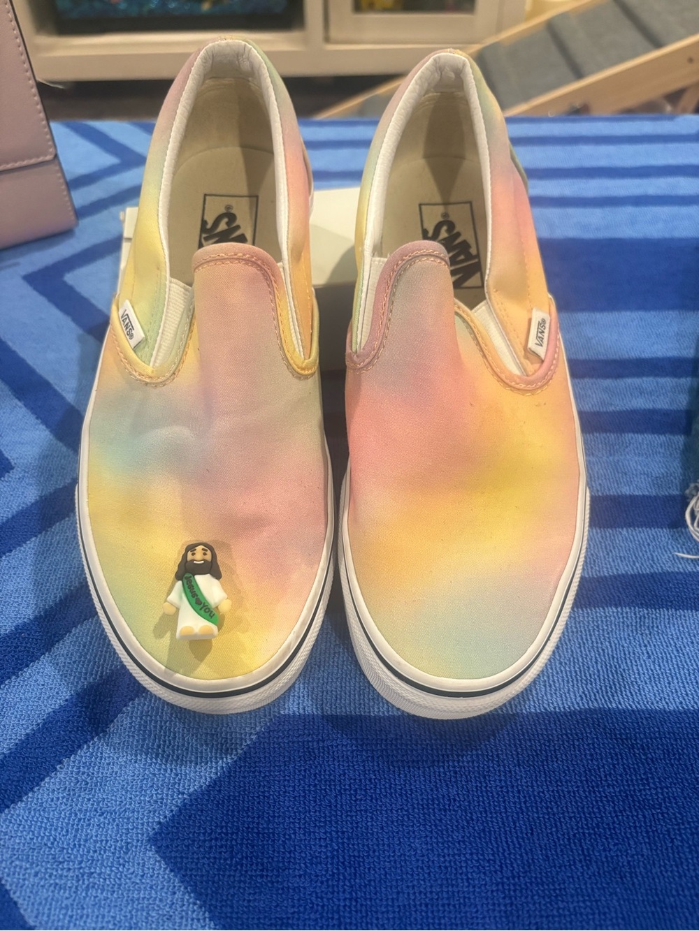 Vans Slip-On Sneakers — Pastel Rainbow Tie-Dye